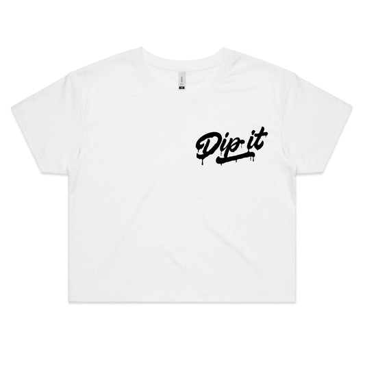 Womens Dip IT Crop Tee White